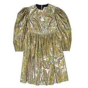 Batsheva Holographic Gold Party Dress